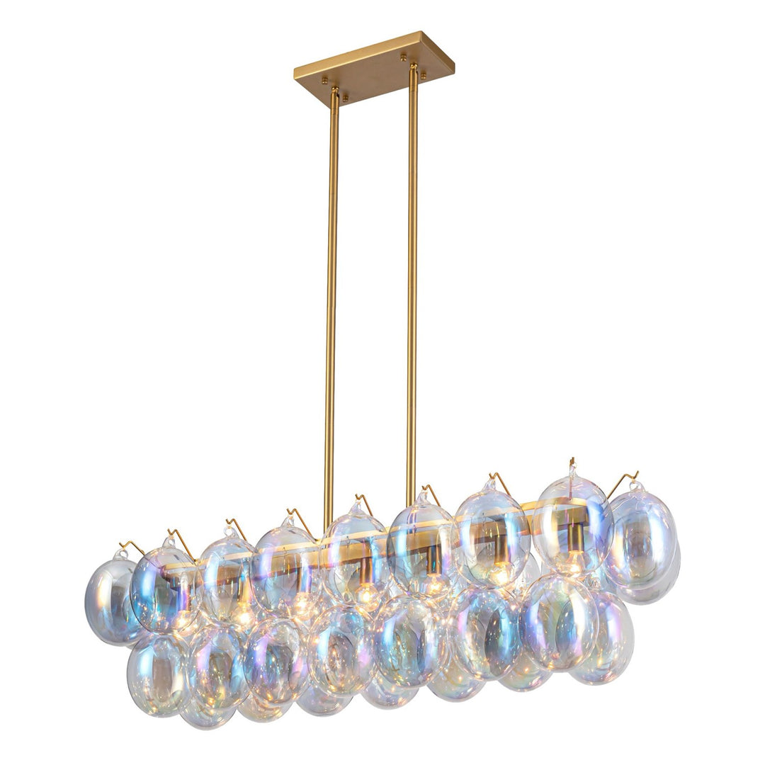 Collection 8-Light Island/Pool Table Iridescent And Brass by Artcraft