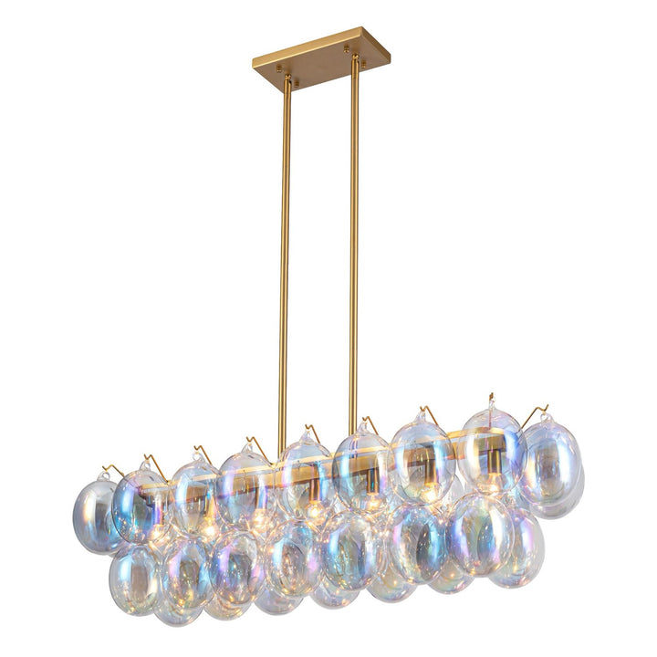 Collection 8-Light Island/Pool Table Iridescent And Brass by Artcraft