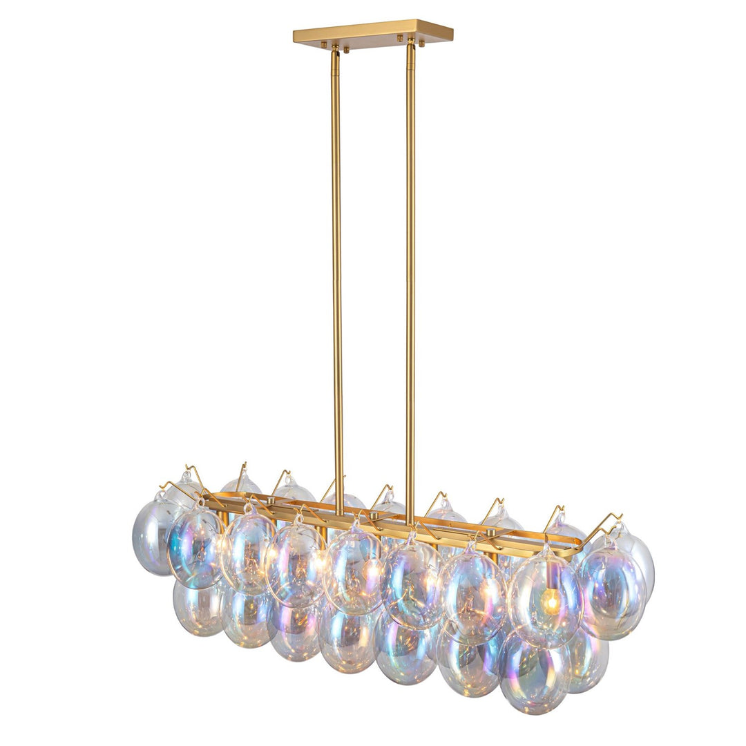 Collection 8-Light Island/Pool Table Iridescent And Brass