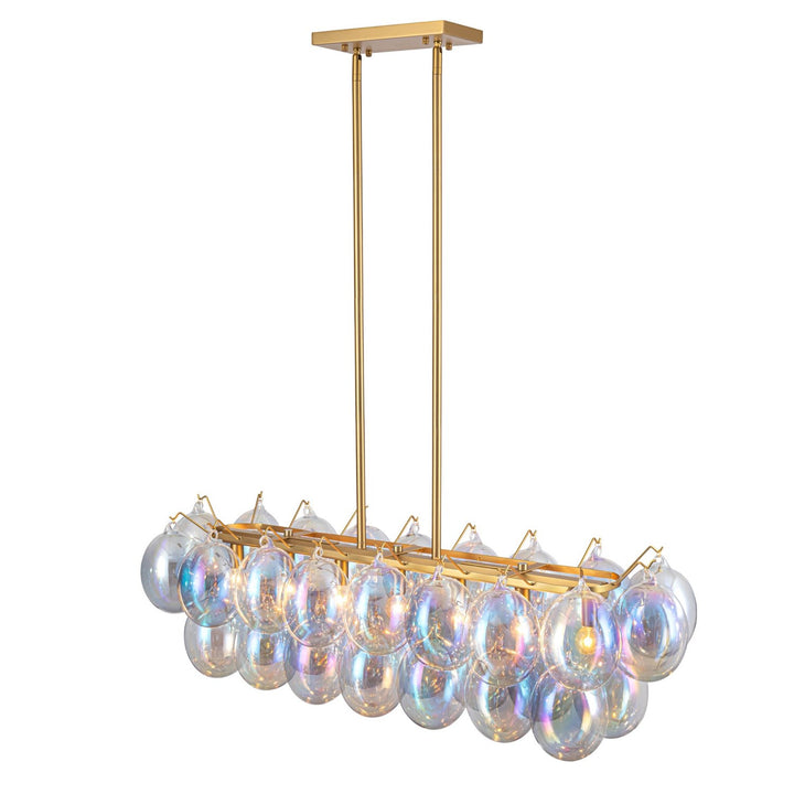 Collection 8-Light Island/Pool Table Iridescent And Brass