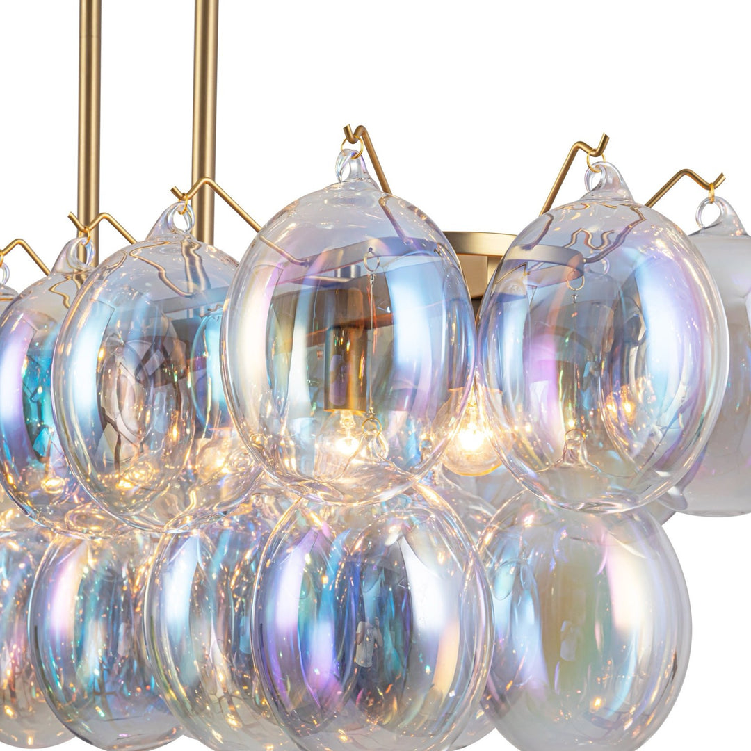 Collection 8-Light Island/Pool Table Iridescent And Brass