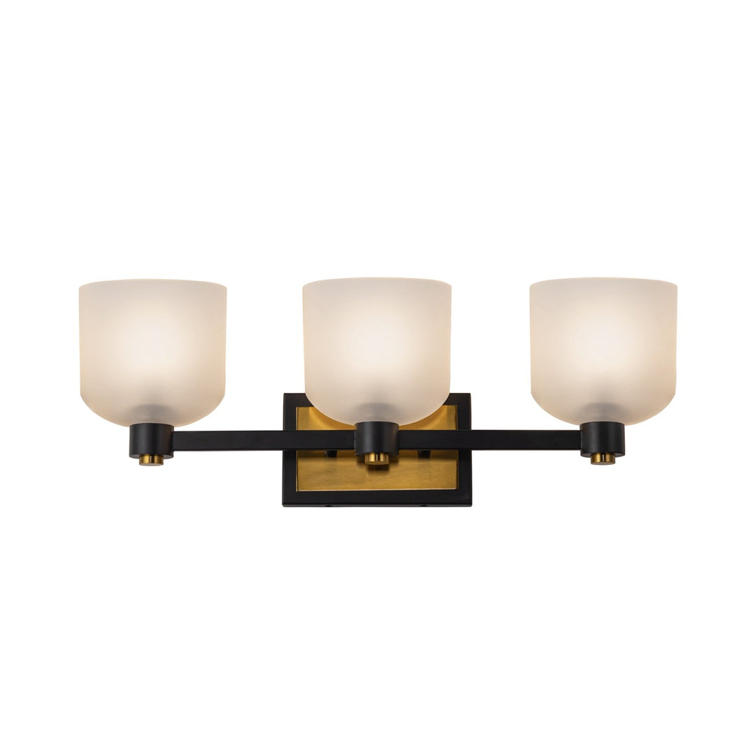 Collection 3-Light Bathroom Vanity Black And Brushed Brass