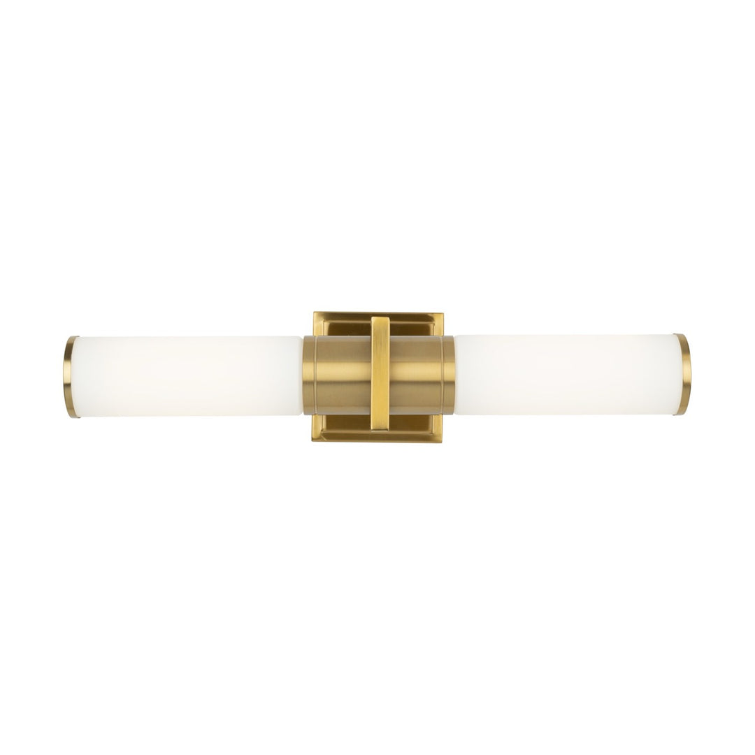 Collection 2-Light Bathroom Vanity Light Brushed Brass And White Glass by Artcraft
