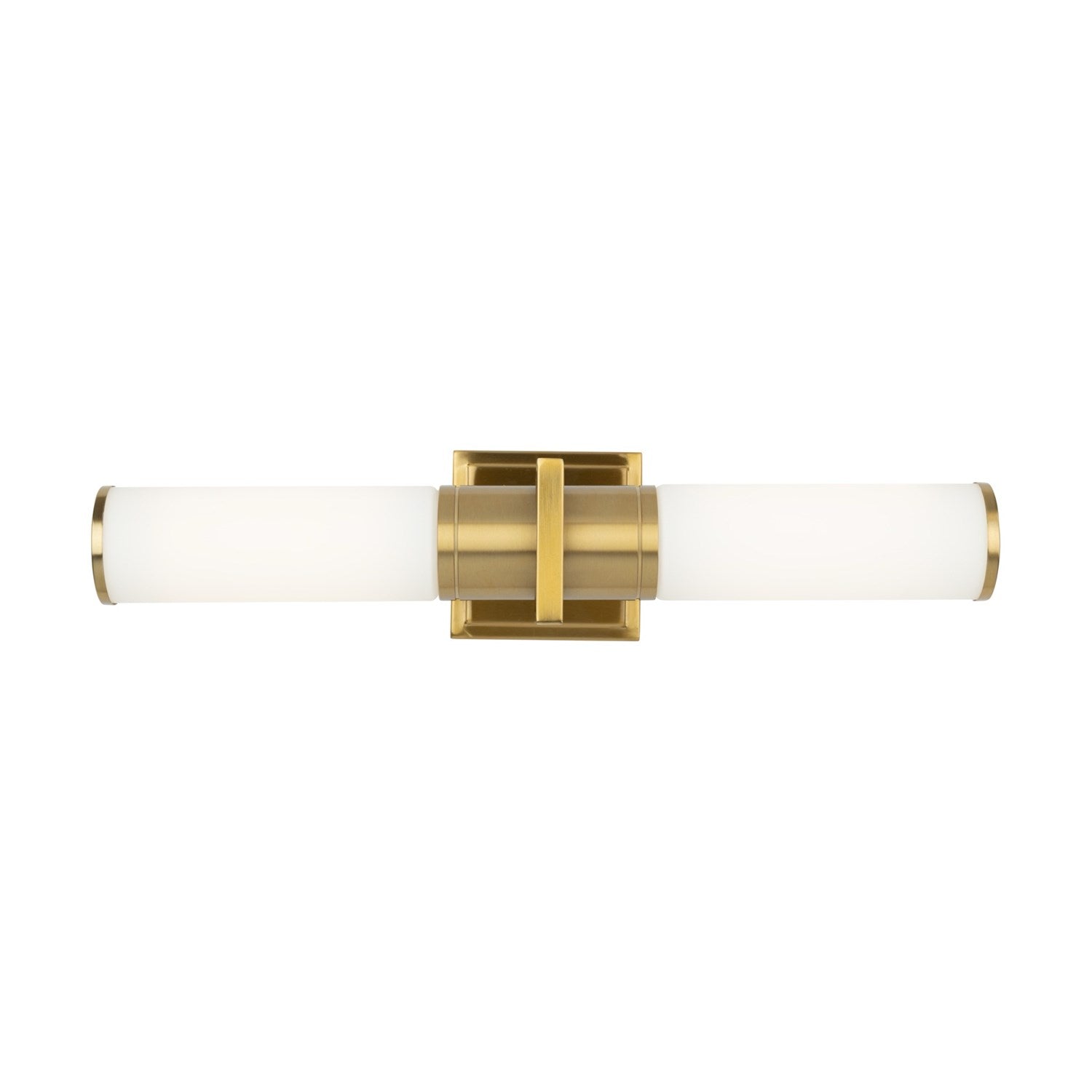 Collection 2-Light Bathroom Vanity Light Brushed Brass And White Glass by Artcraft