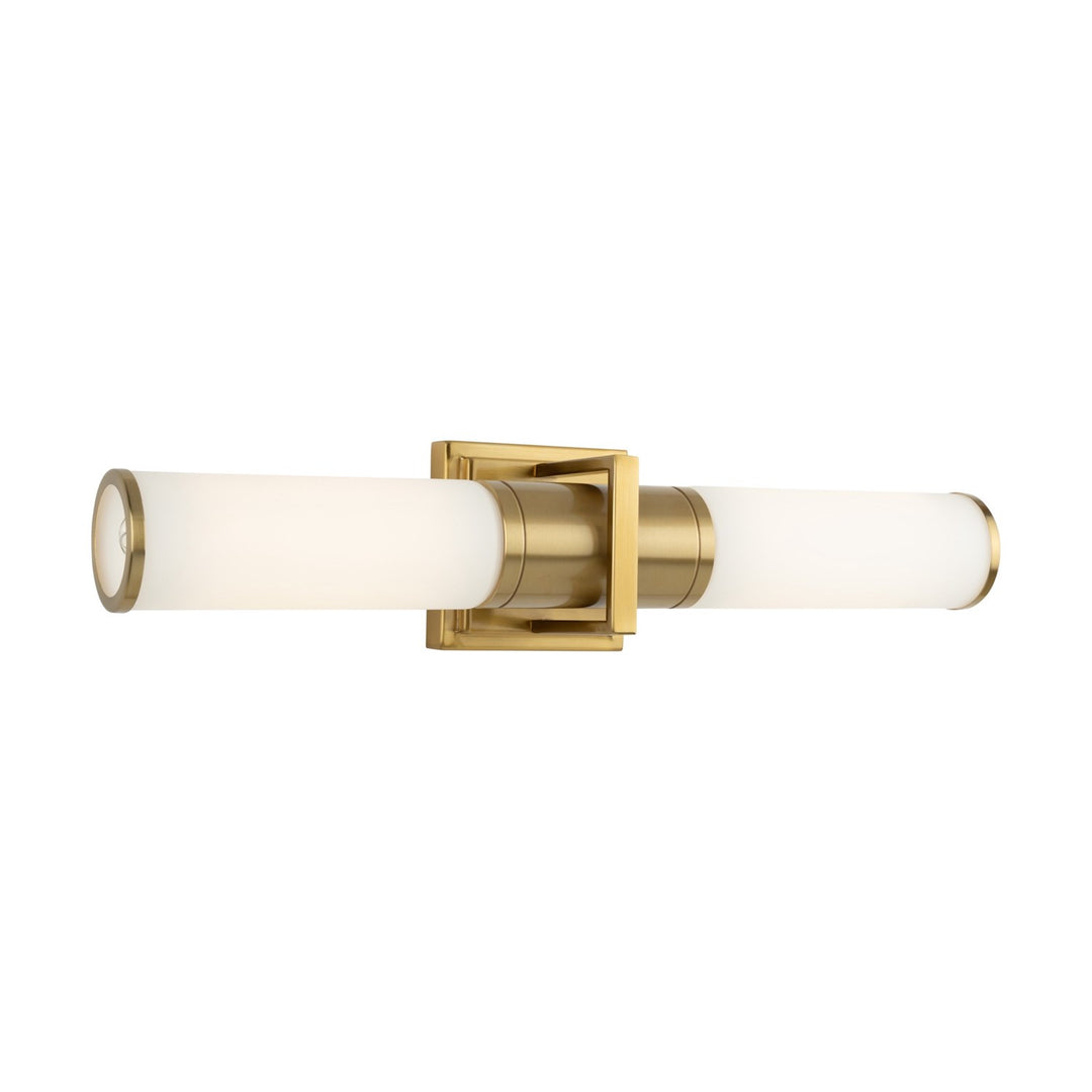 Collection 2-Light Bathroom Vanity Light Brushed Brass And White Glass
