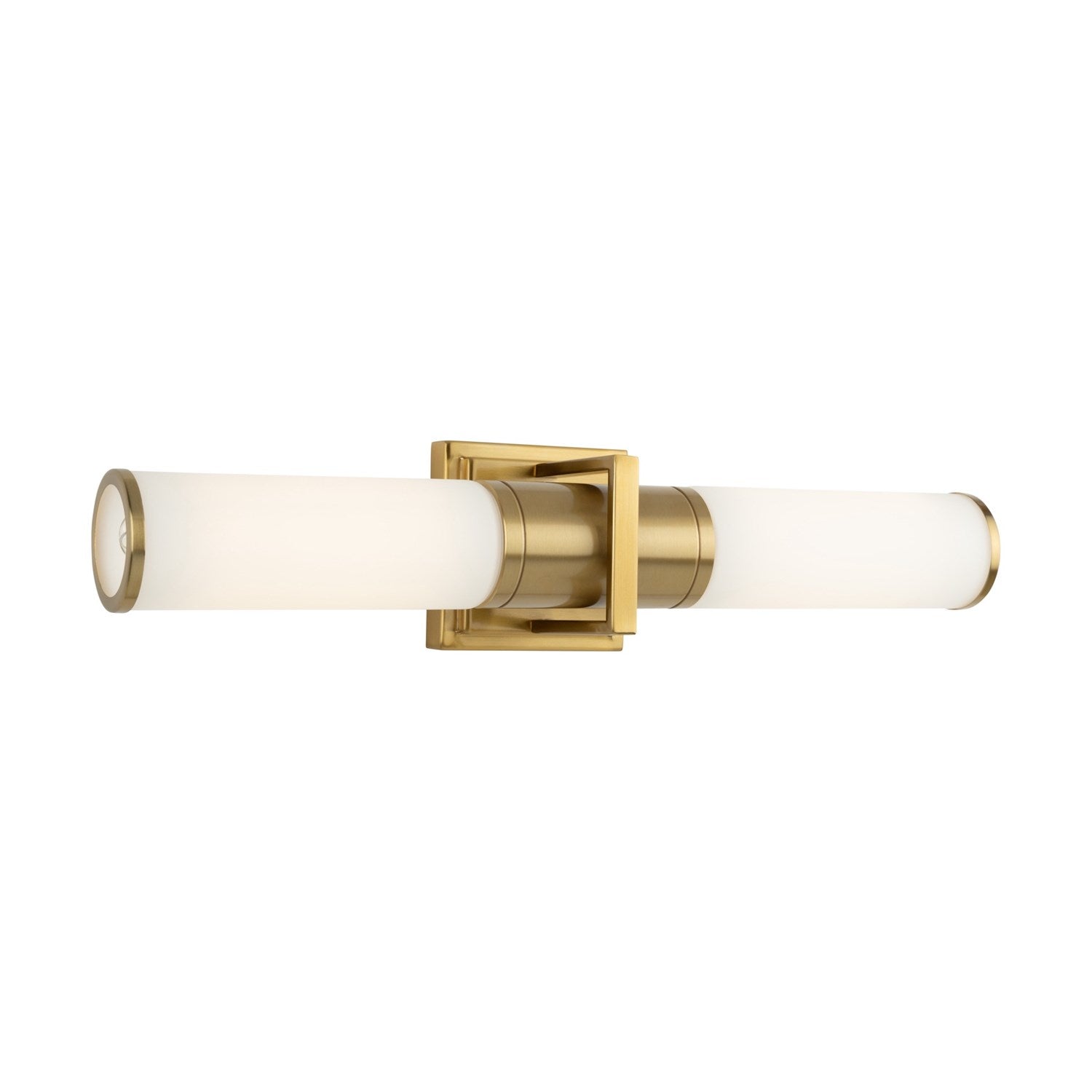 Collection 2-Light Bathroom Vanity Light Brushed Brass And White Glass