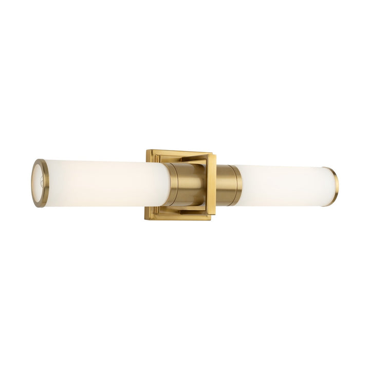 Collection 2-Light Bathroom Vanity Light Brushed Brass And White Glass