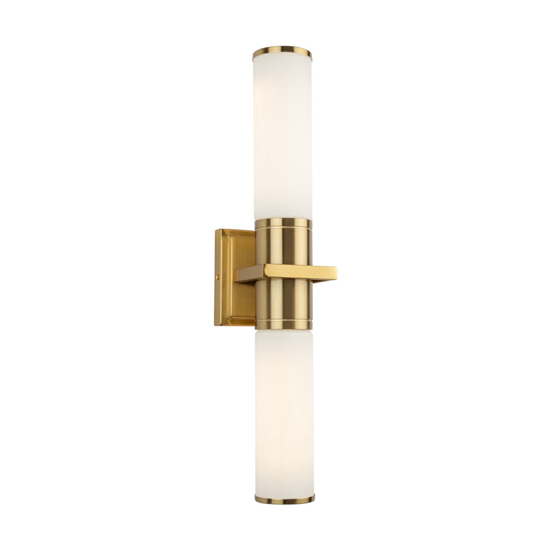 Collection 2-Light Bathroom Vanity Light Brushed Brass And White Glass