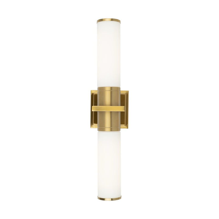 Collection 2-Light Bathroom Vanity Light Brushed Brass And White Glass