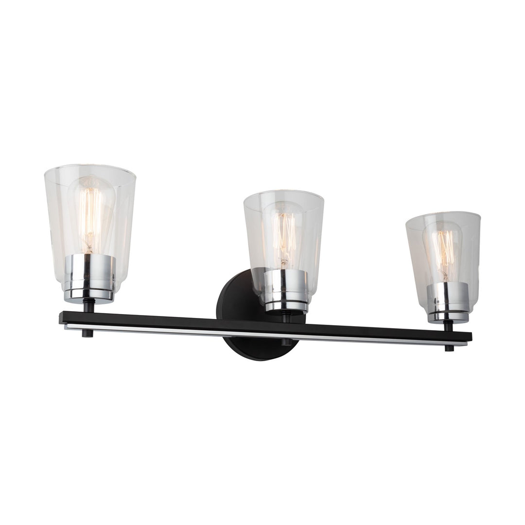 Collection 3-Light Bathroom Vanity Fixture Black And Chrome by Artcraft