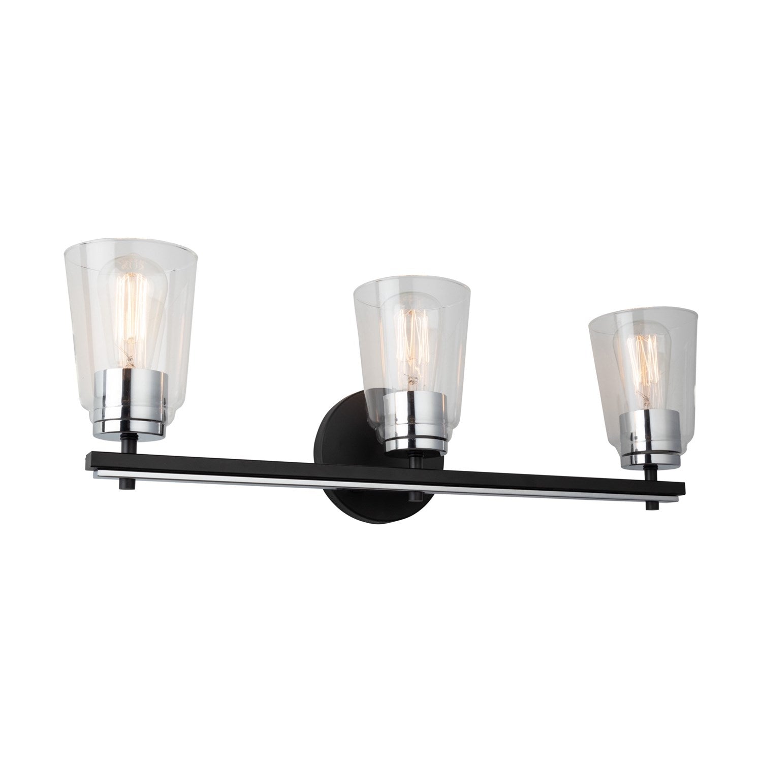 Collection 3-Light Bathroom Vanity Fixture Black And Chrome by Artcraft