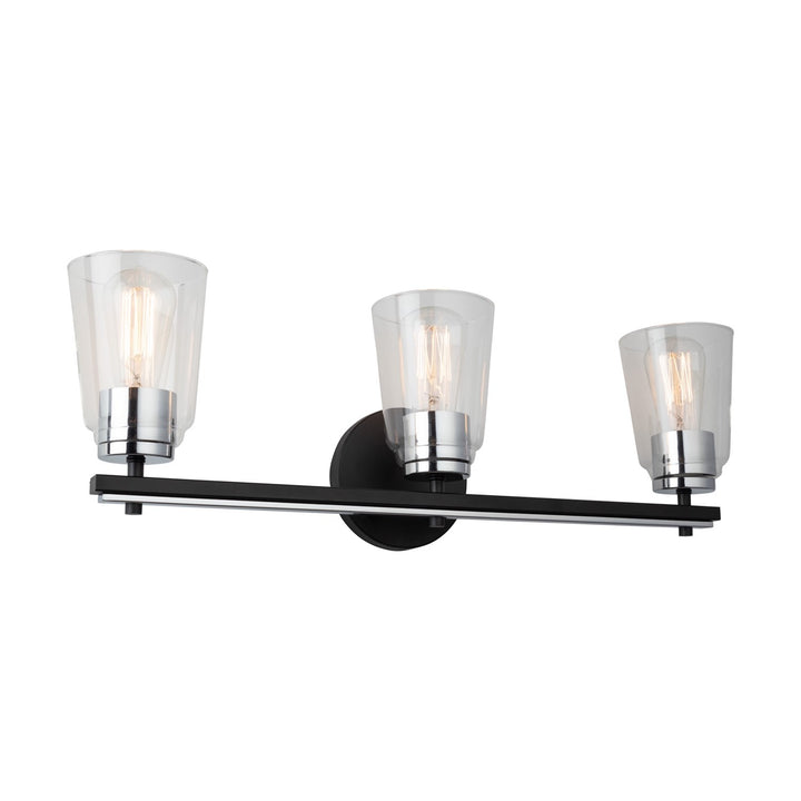 Collection 3-Light Bathroom Vanity Fixture Black And Chrome by Artcraft