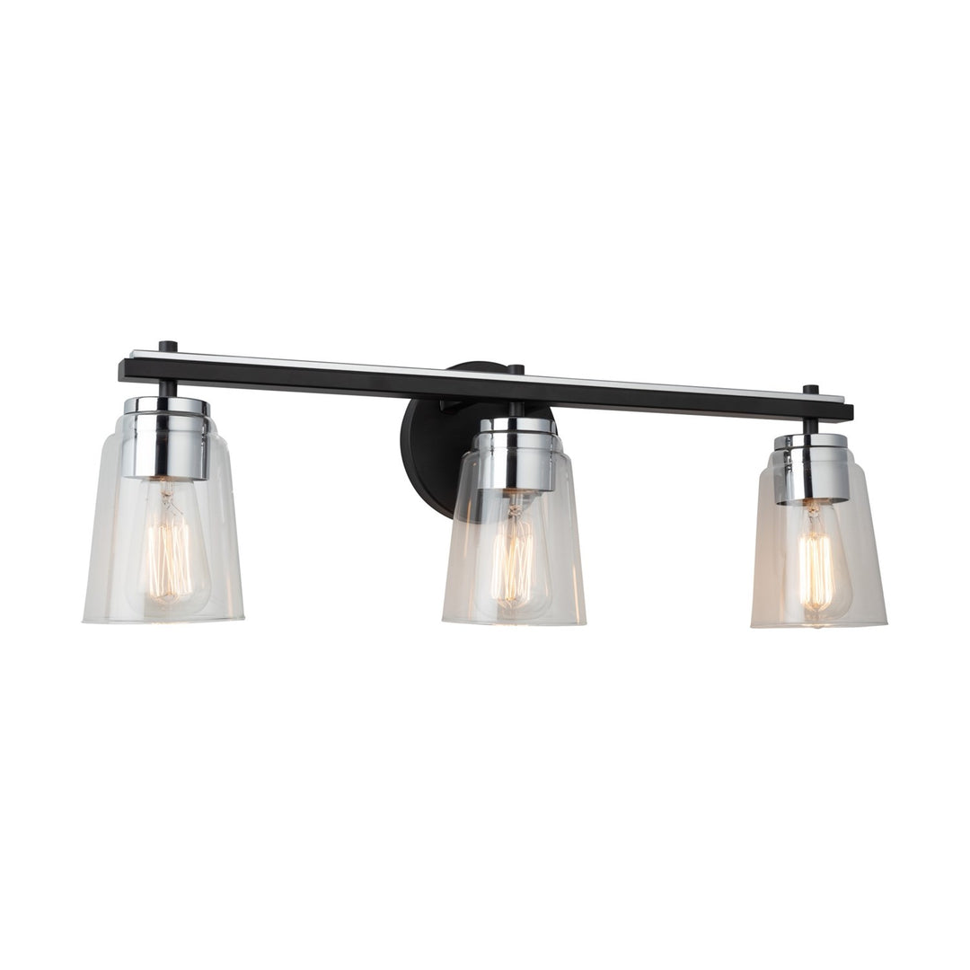 Collection 3-Light Bathroom Vanity Fixture Black And Chrome
