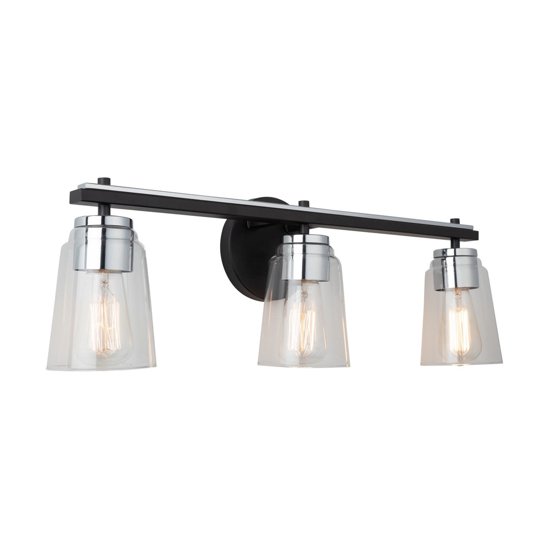 Collection 3-Light Bathroom Vanity Fixture Black And Chrome