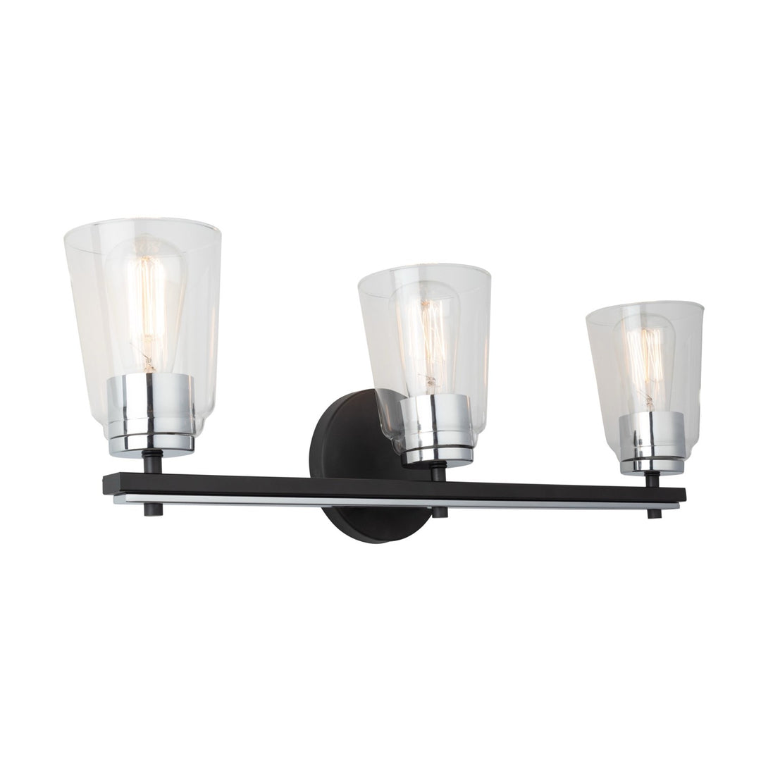 Collection 3-Light Bathroom Vanity Fixture Black And Chrome