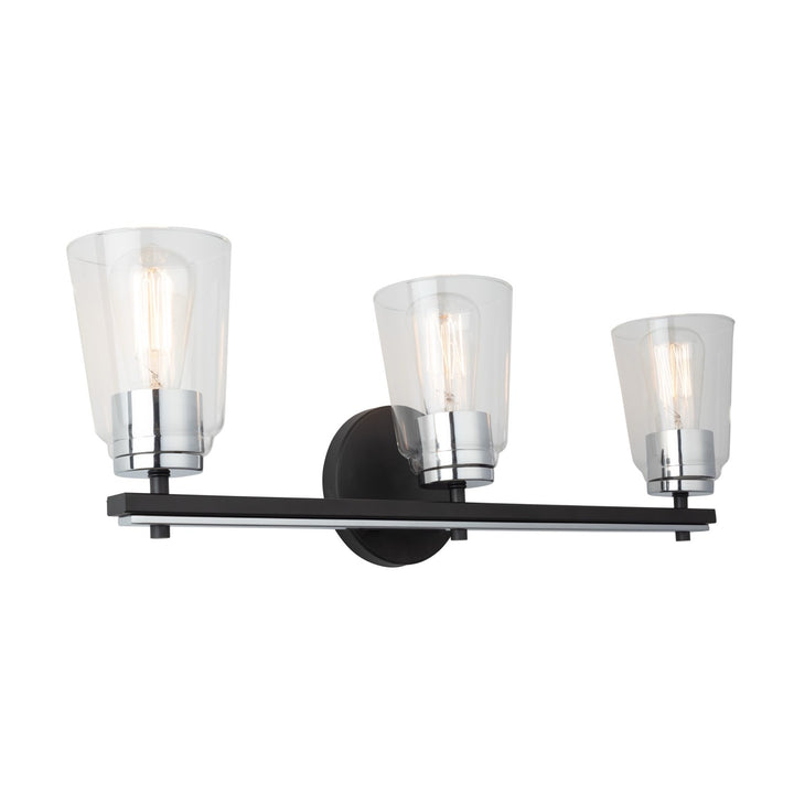 Collection 3-Light Bathroom Vanity Fixture Black And Chrome