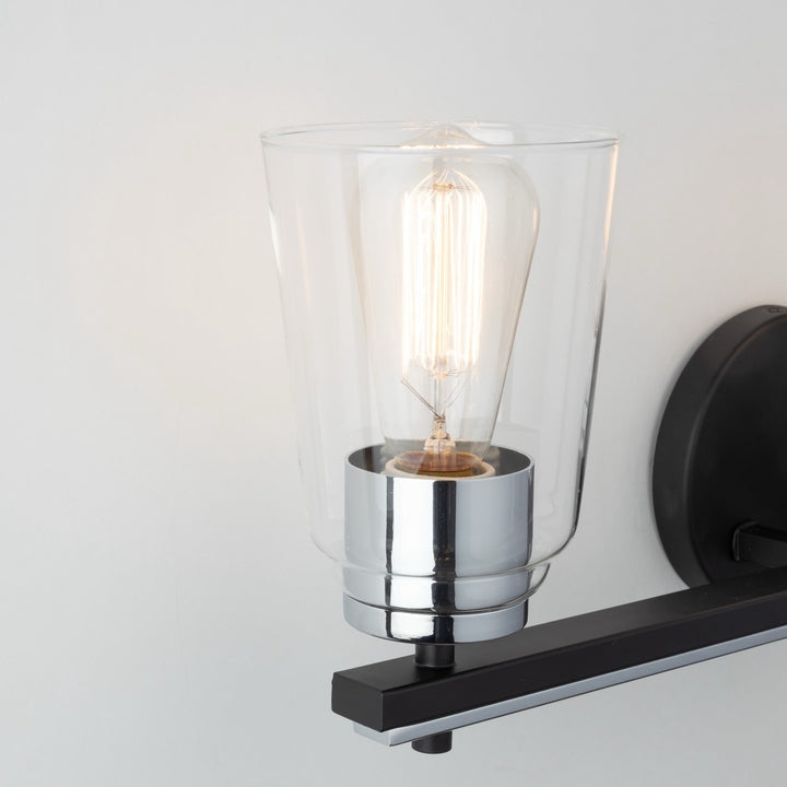 Collection 3-Light Bathroom Vanity Fixture Black And Chrome