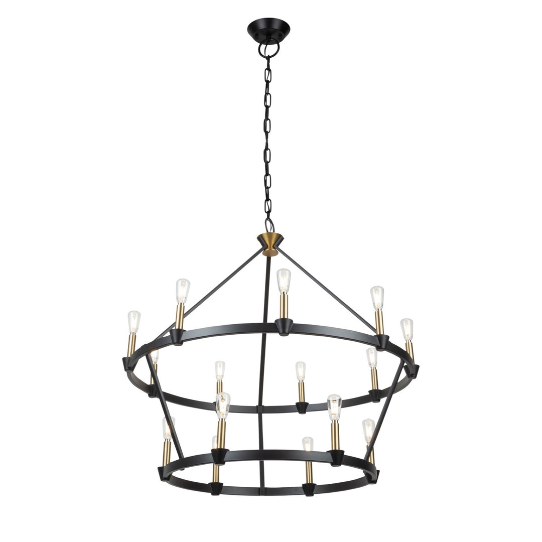 Collection 15-Light Chandelier Black And Brushed Brass by Artcraft