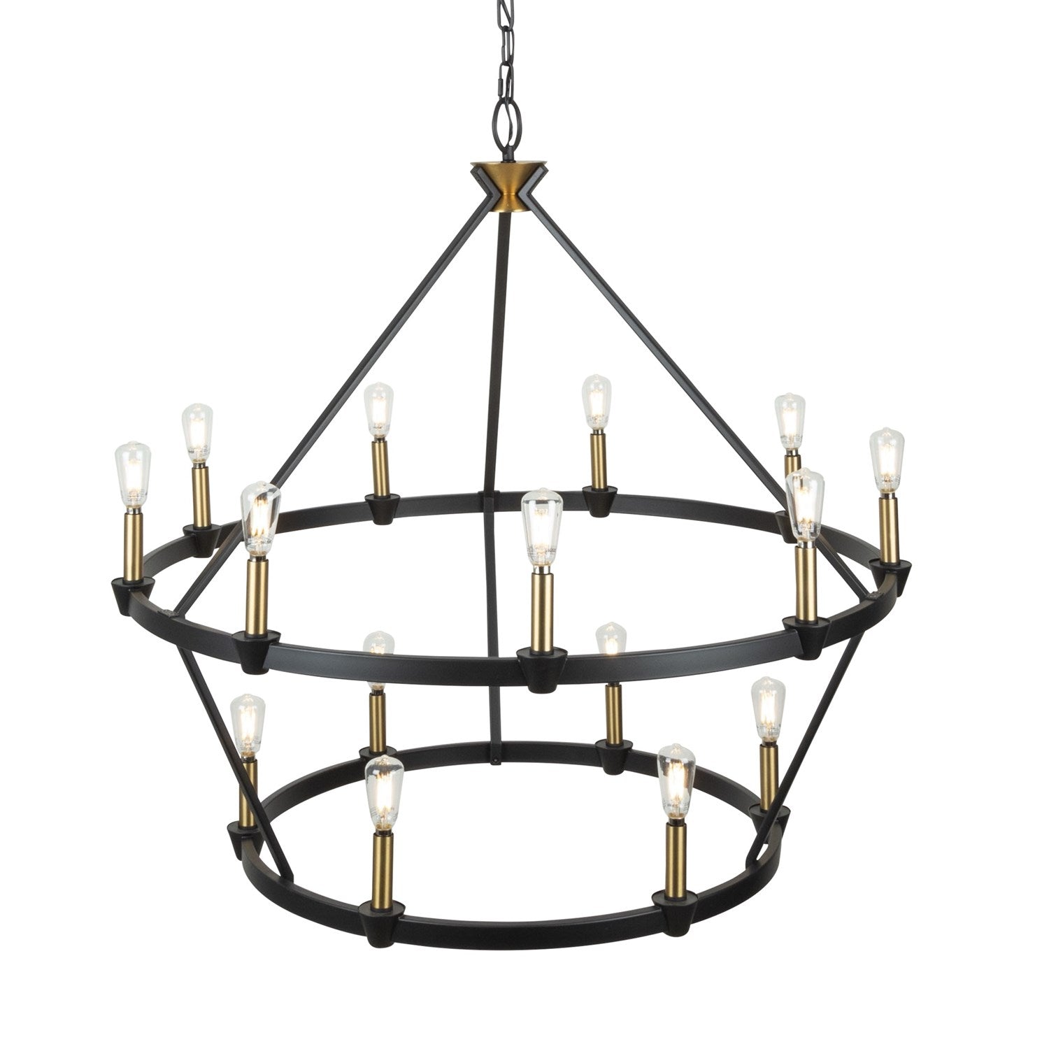 Collection 15-Light Chandelier Black And Brushed Brass