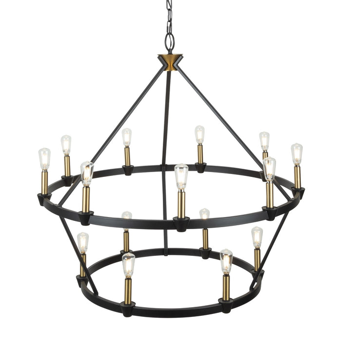 Collection 15-Light Chandelier Black And Brushed Brass