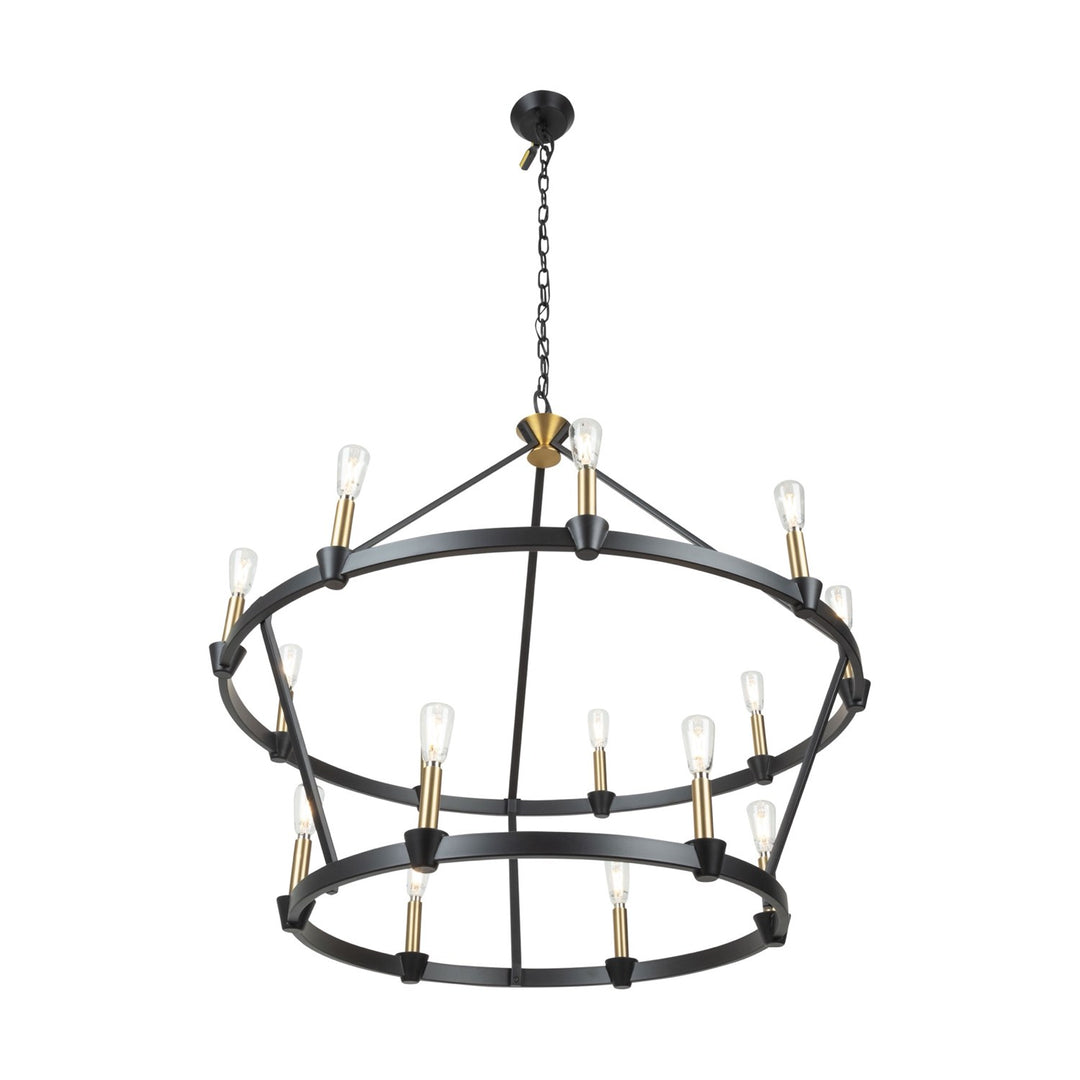 Collection 15-Light Chandelier Black And Brushed Brass