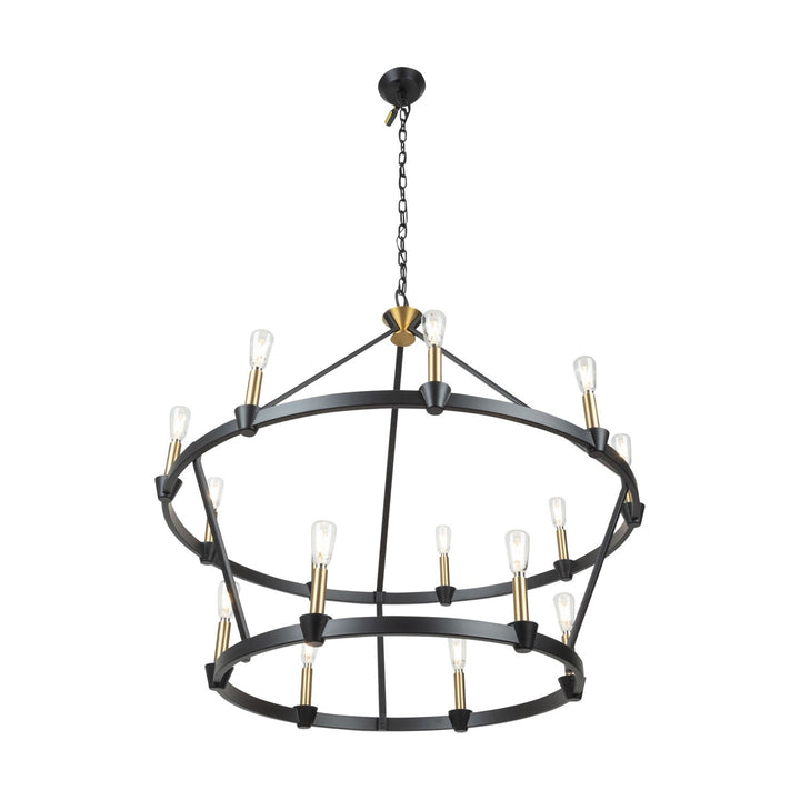 Collection 15-Light Chandelier Black And Brushed Brass