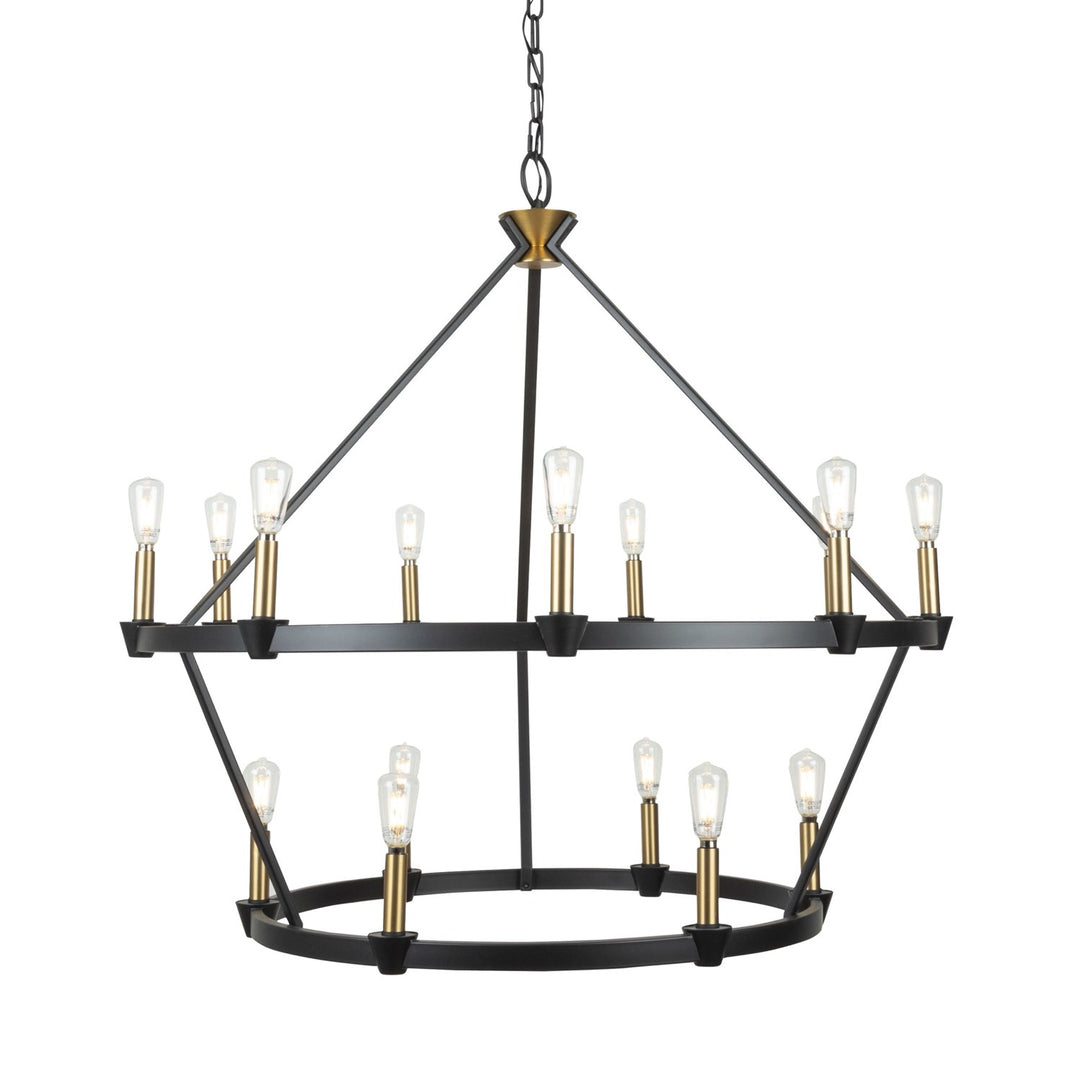 Collection 15-Light Chandelier Black And Brushed Brass