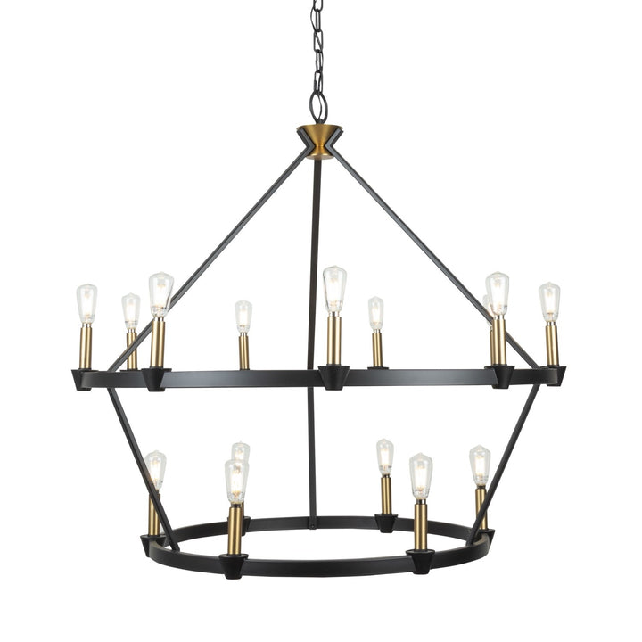 Collection 15-Light Chandelier Black And Brushed Brass