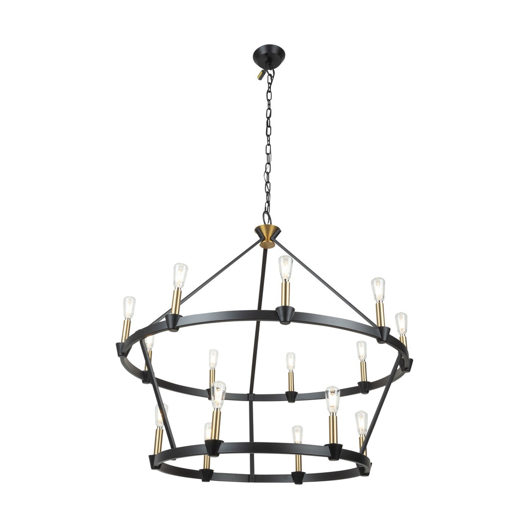 Collection 15-Light Chandelier Black And Brushed Brass