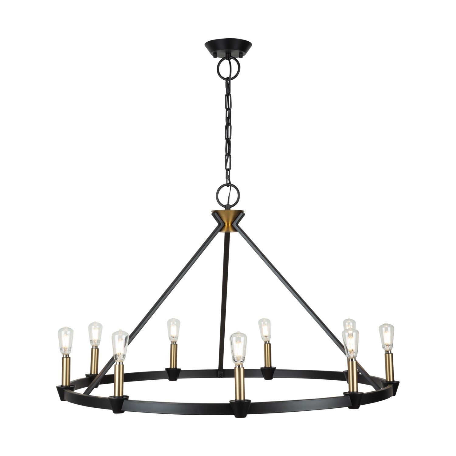Collection 9-Light Chandelier Black And Brushed Brass
