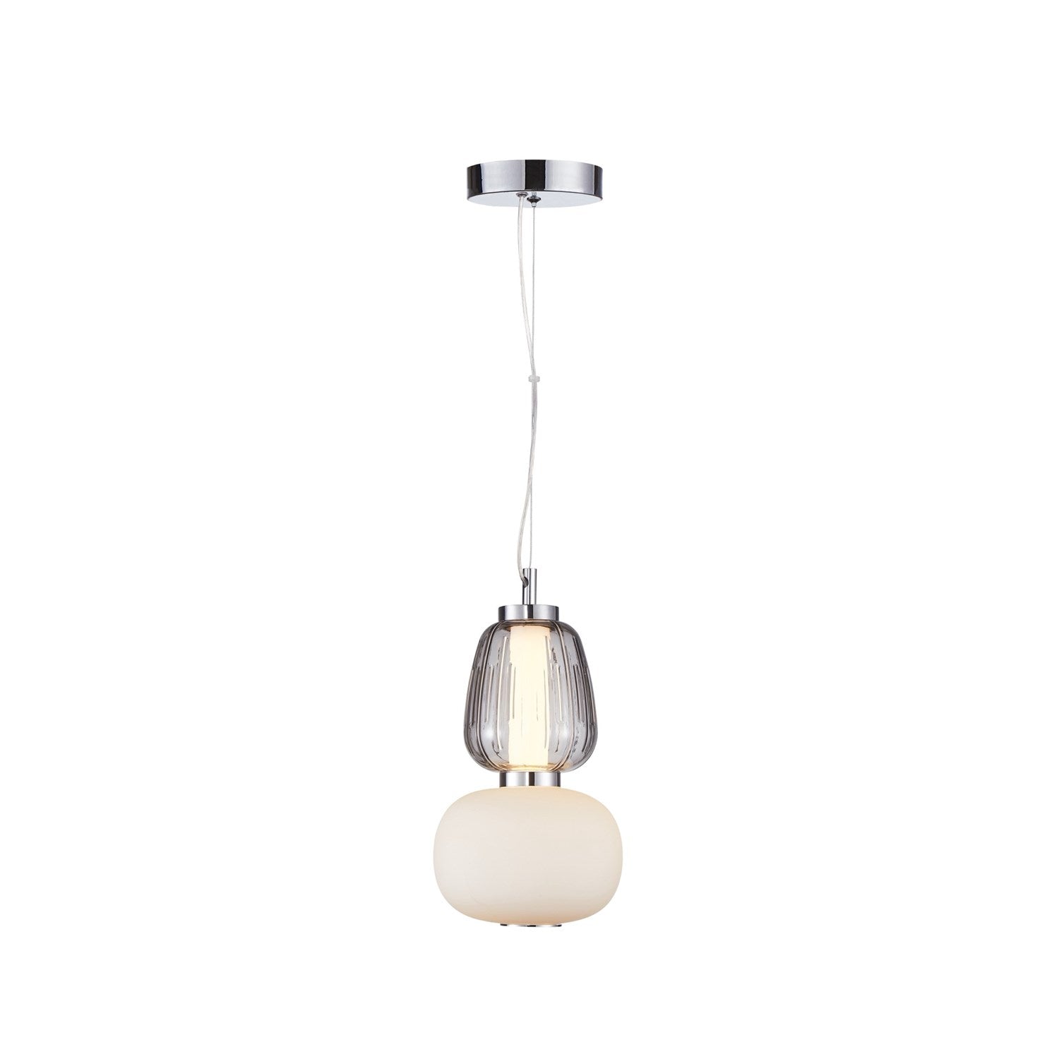 Collection 1-Light Doublt Shade Pendant Chrome by Artcraft