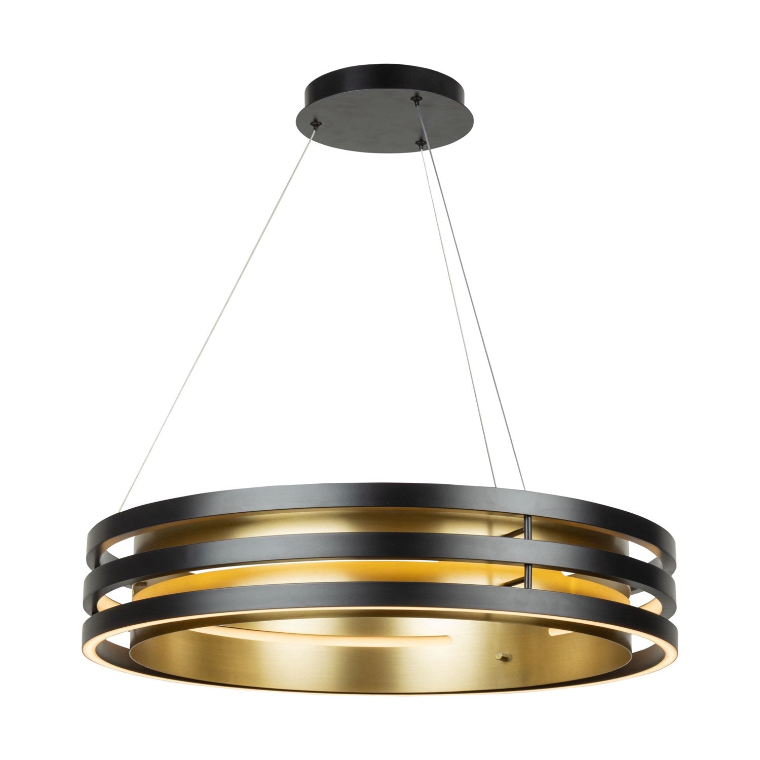 Collection 1-Light 25.5" Chandelier Black And Brushed Brass by Artcraft