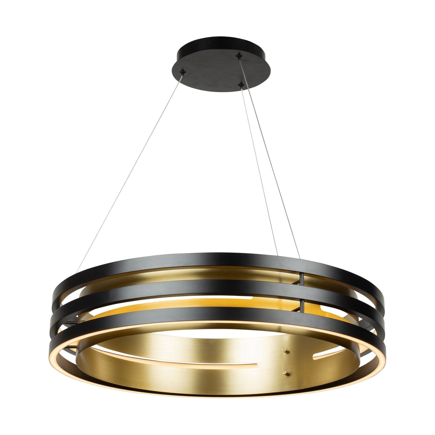 Collection 1-Light 25.5" Chandelier Black And Brushed Brass