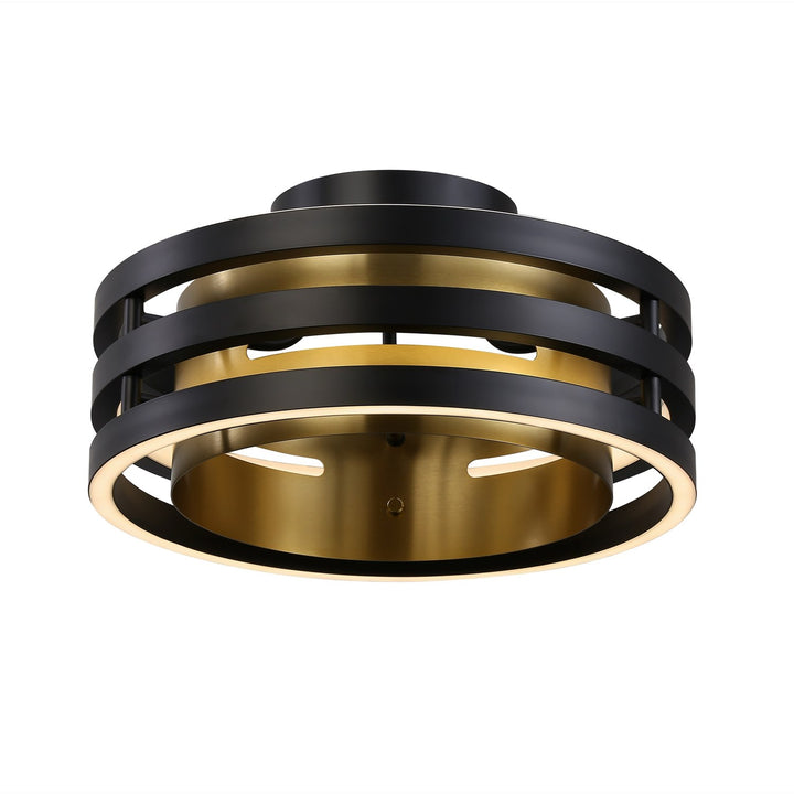 Collection 1-Light Semi-Flush Mount Black And Brushed Brass by Artcraft