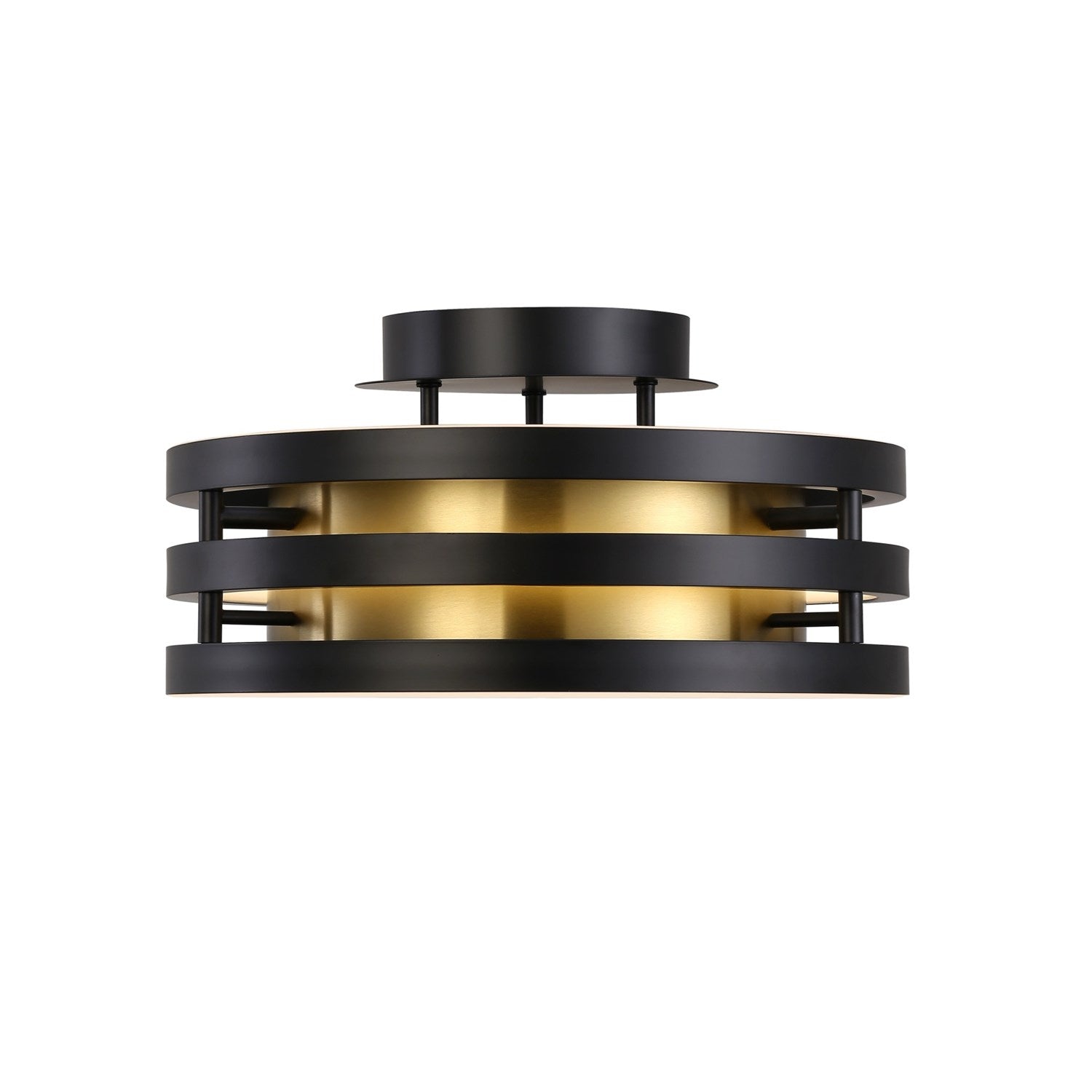 Collection 1-Light Semi-Flush Mount Black And Brushed Brass