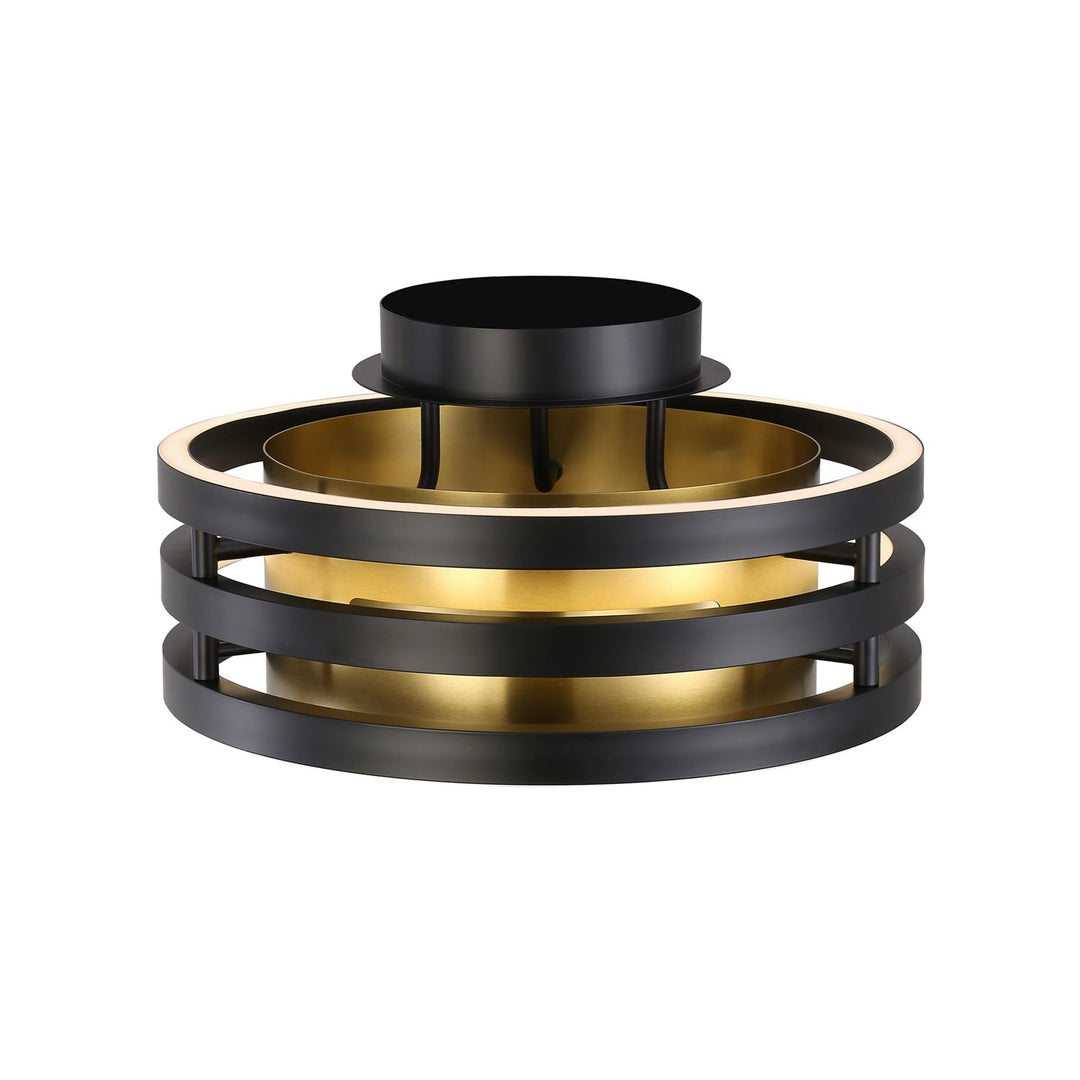 Collection 1-Light Semi-Flush Mount Black And Brushed Brass