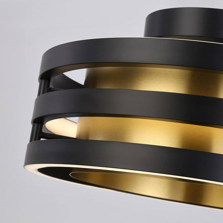 Collection 1-Light Semi-Flush Mount Black And Brushed Brass