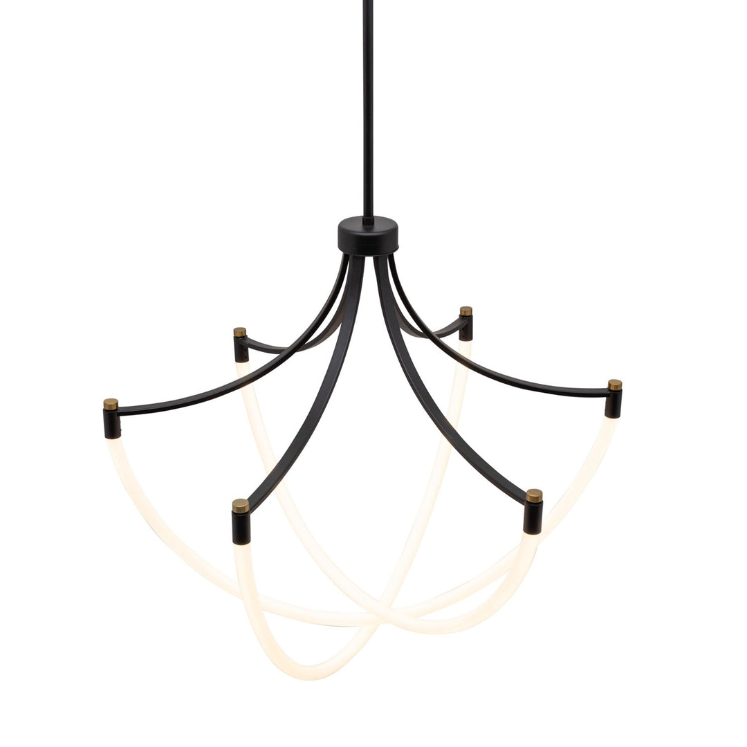 Collection 3-Light Chandelier Black And Brushed Brass