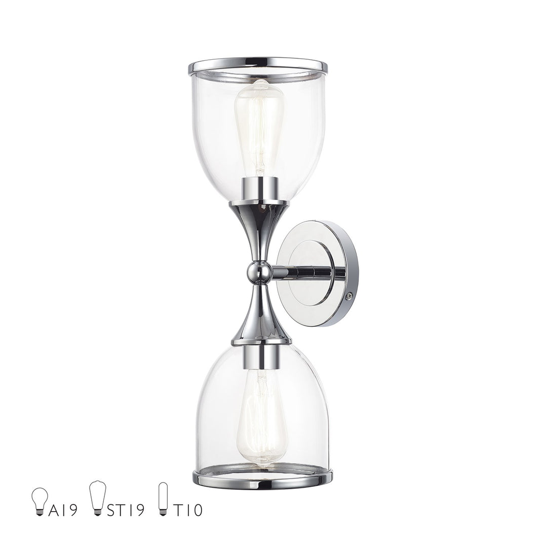 2 Light Polished Chrome Vanity Sconce With Mouth Blown Clear Glass by Livex Lighting