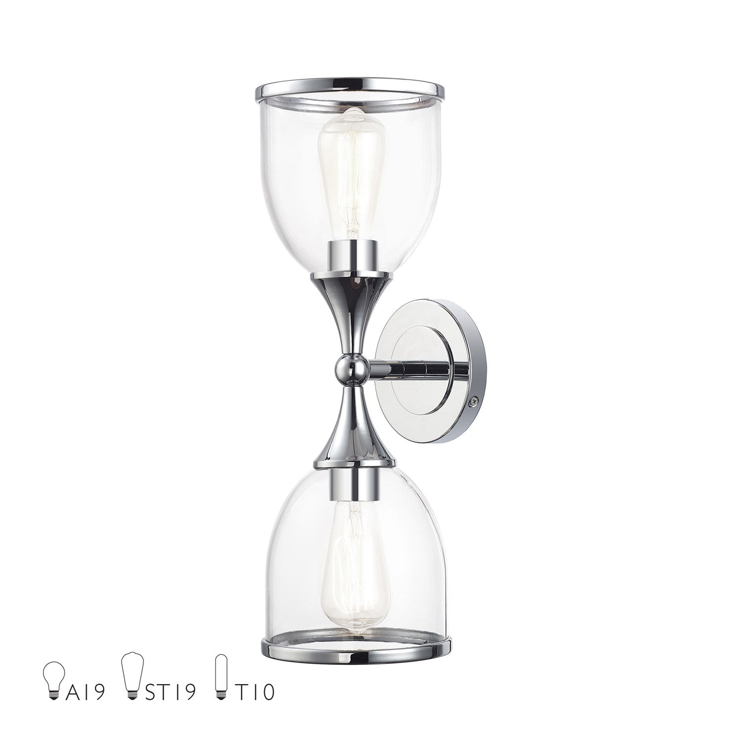 2 Light Polished Chrome Vanity Sconce With Mouth Blown Clear Glass by Livex Lighting