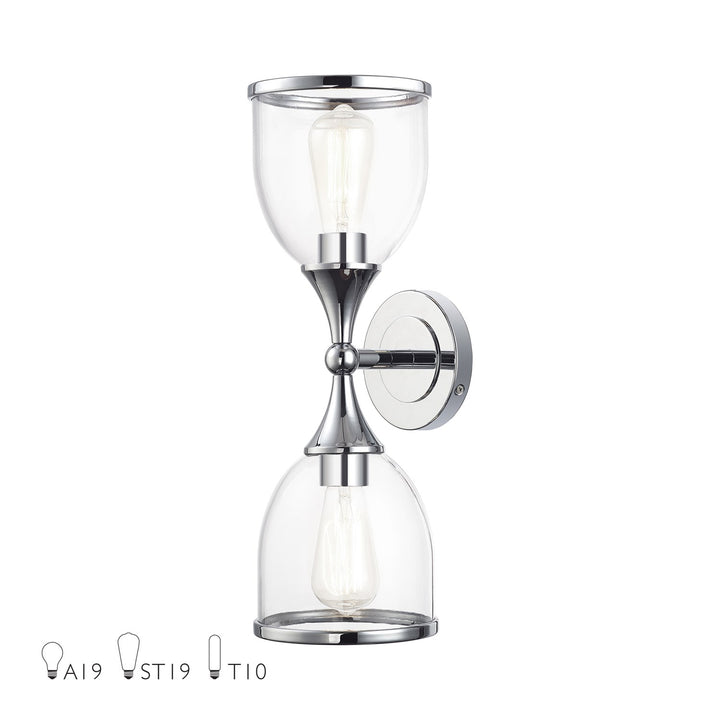 2 Light Polished Chrome Vanity Sconce With Mouth Blown Clear Glass by Livex Lighting