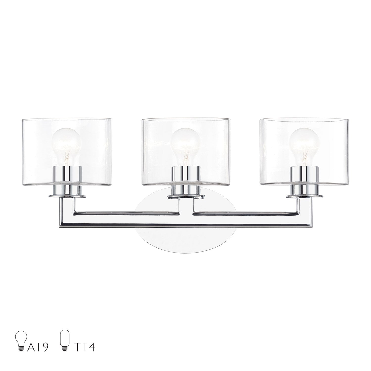 3 Light Polished Chrome Vanity Sconce With Mouth Blown Clear Glass by Livex Lighting