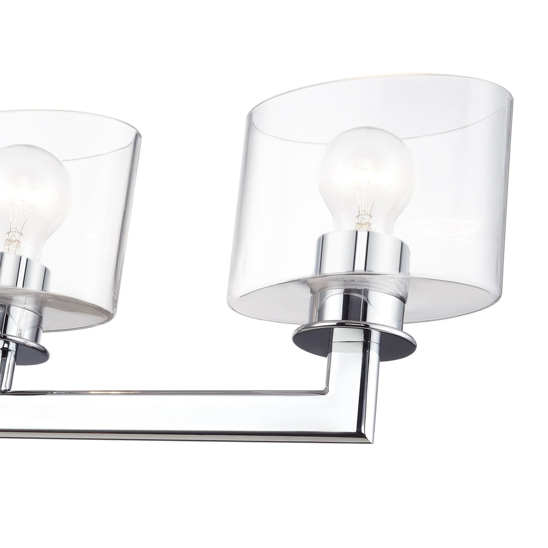 5 Light Polished Chrome Extra Large Vanity Sconce With Mouth Blown Clear Glass