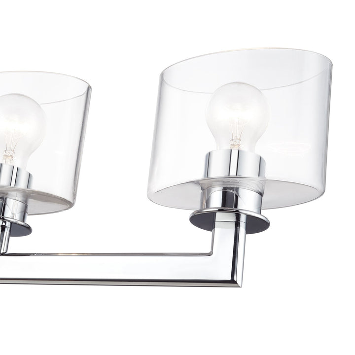 5 Light Polished Chrome Extra Large Vanity Sconce With Mouth Blown Clear Glass