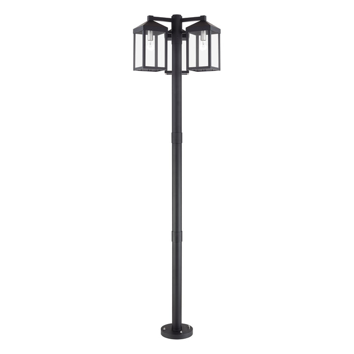 Multi Head Black Outdoor Post Light With Brushed Nickel Accents