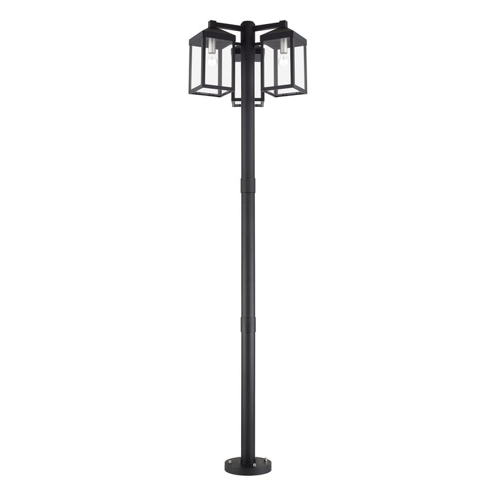 Multi Head Black Outdoor Post Light With Brushed Nickel Accents