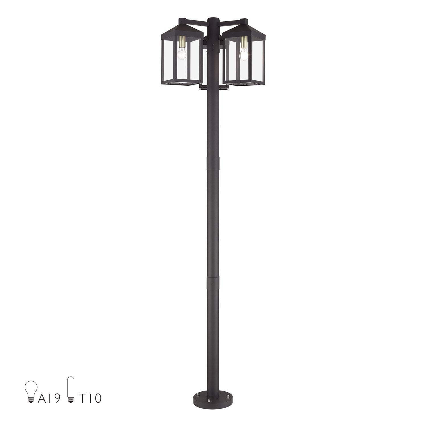 Multi Head Bronze Outdoor Post Light With Antique Brass Accents by Livex Lighting