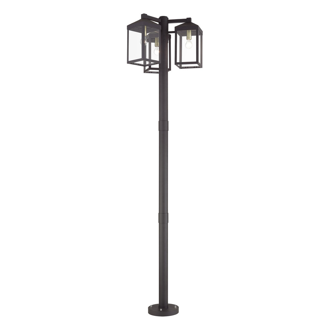 Multi Head Bronze Outdoor Post Light With Antique Brass Accents