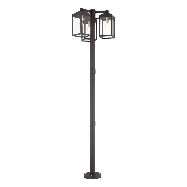 Multi Head Bronze Outdoor Post Light With Antique Brass Accents
