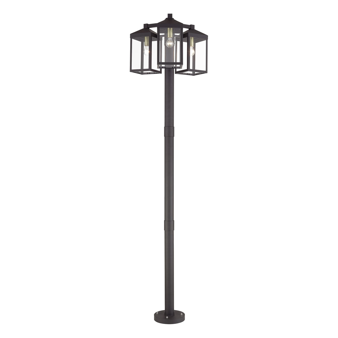 Multi Head Bronze Outdoor Post Light With Antique Brass Accents